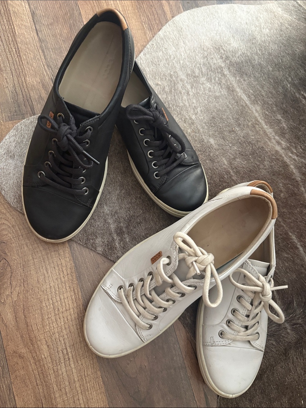 ECCO Soft 7 Leather Lace-Up Sneakers - 2 Pair Bundle